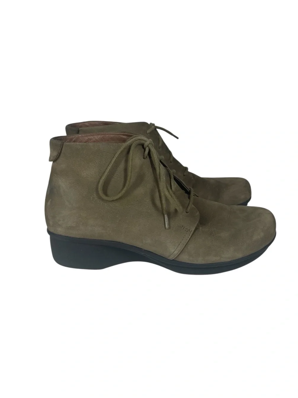 Dansko Lucille Ankle Chukka Boots 39 9 Dark Taupe Brown Nubuck Leather Booties